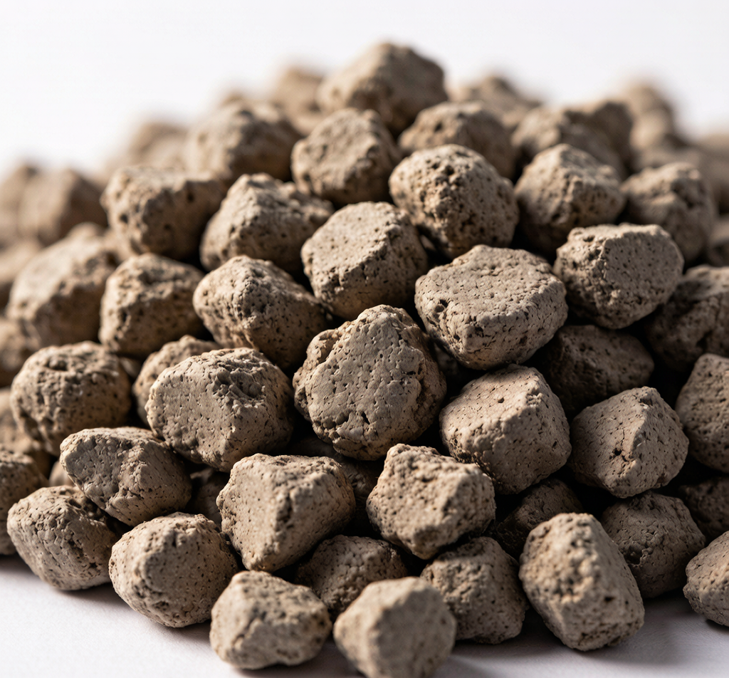 Bentonite clay granules close-up