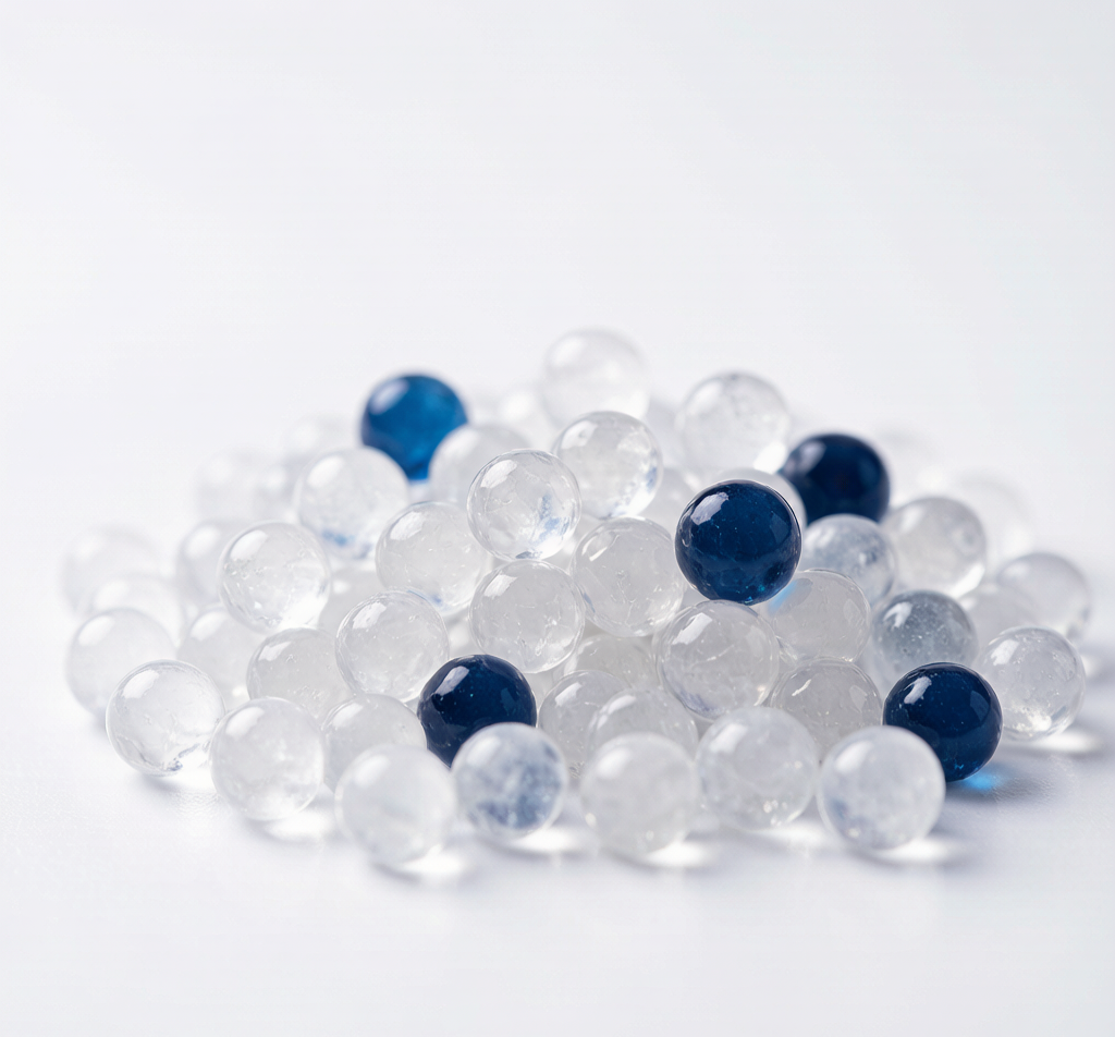 Silica gel crystal beads close-up